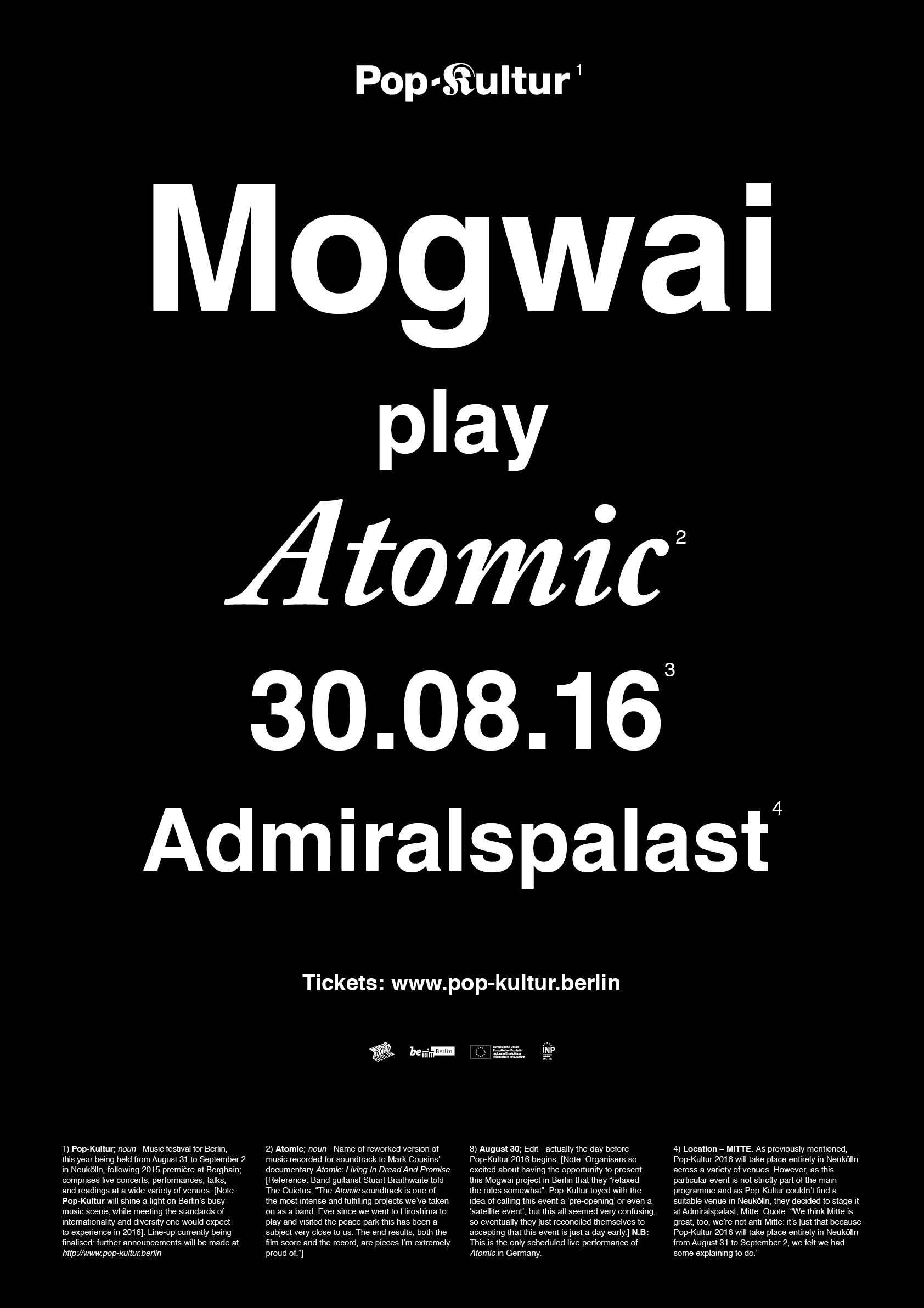 Poster Mogwai play Atomic